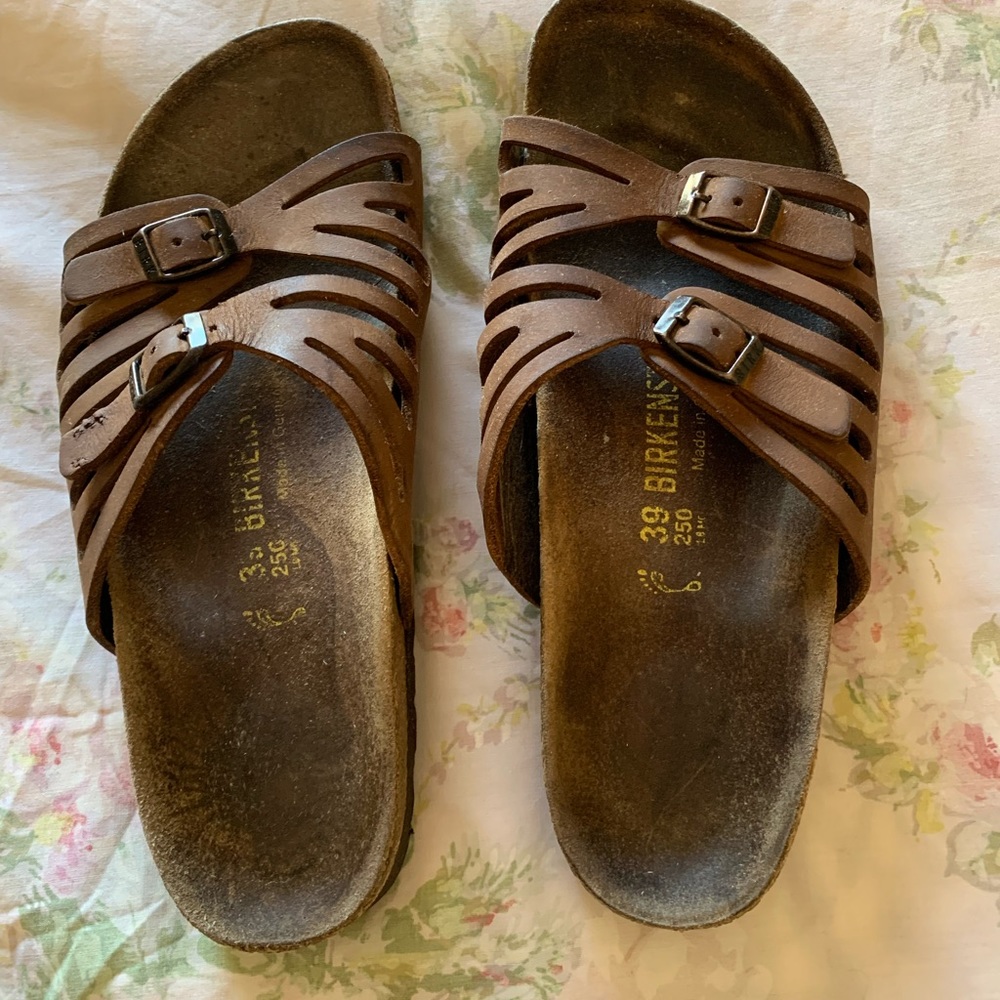 Birkenstock Granada Brown Leather Flat Sandals 39